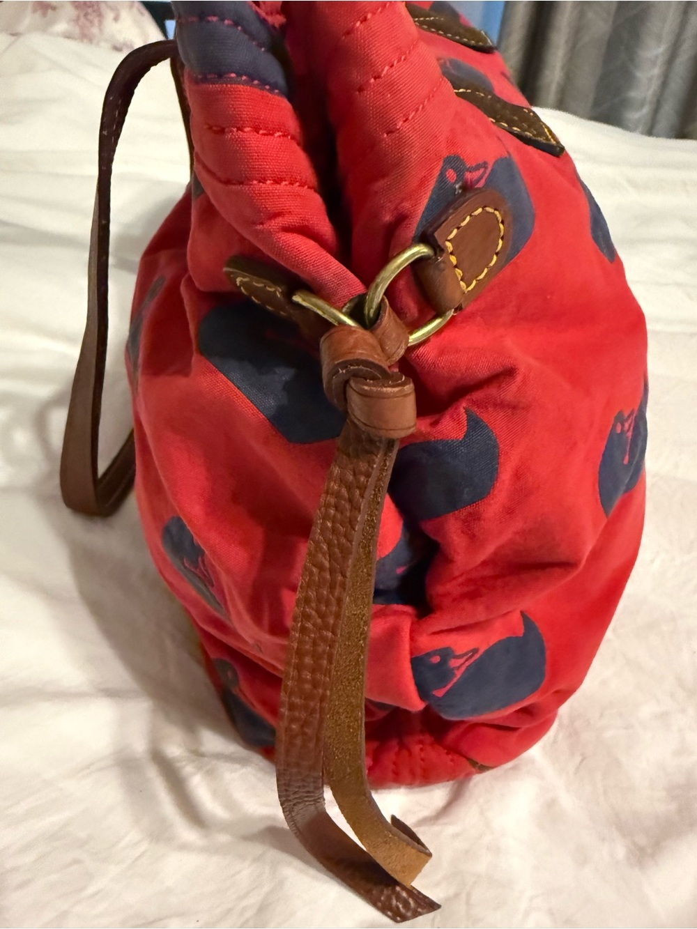 Dooney & Bourke Red and Navy Duck Tote - Picture 3 of 16
